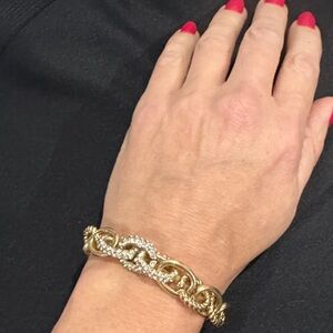 Gold and Rhinestone Chain Link Bracelet
